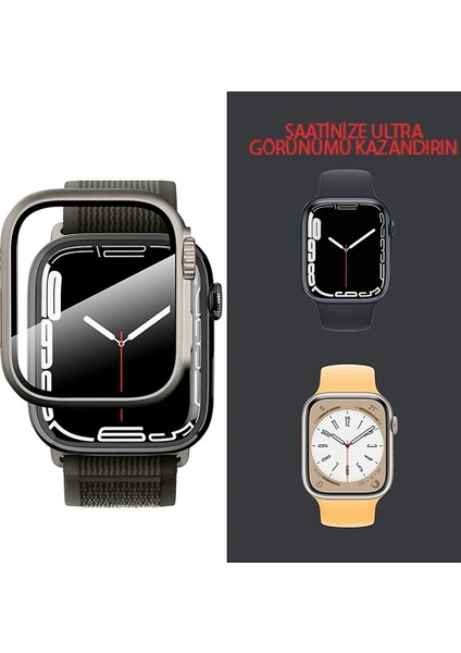 Apple Watch 40 mm Kasa ve Ekran Koruyucu Watch Ultra Görünümlü Sert Pc Fit Kalıp modelleri