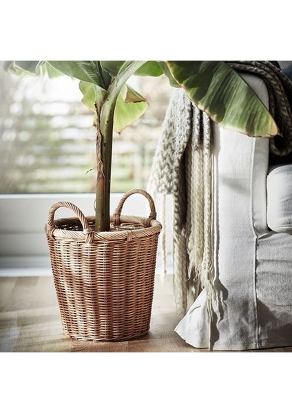 Hasır Görünümlü ,rattan Saksı Meridyendukkan 24 cm Bitki-Çiçek Saksısı