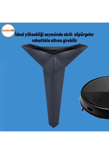 Kale Lüks Mobilya Kanepe Sehpa Tv Ünitesi Koltuk Ayağı 18 Cm Siyah Baza Ayakları
