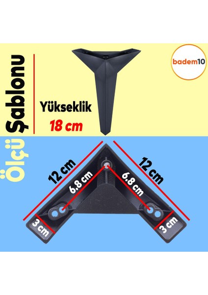 Kale Lüks Mobilya Kanepe Sehpa Tv Ünitesi Koltuk Ayağı 18 Cm Siyah Baza Ayakları