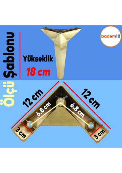 Kale Lüks Mobilya Kanepe Sehpa Tv Ünitesi Koltuk Ayağı 18 Cm Altın Gold Baza Ayakları