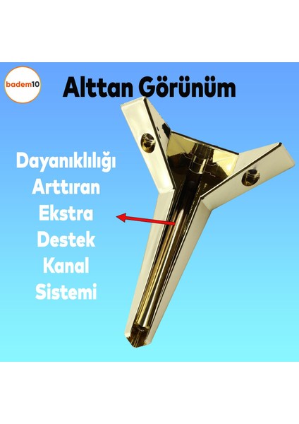 Kale Lüks Mobilya Kanepe Sehpa Tv Ünitesi Koltuk Ayağı 18 Cm Altın Gold Baza Ayakları