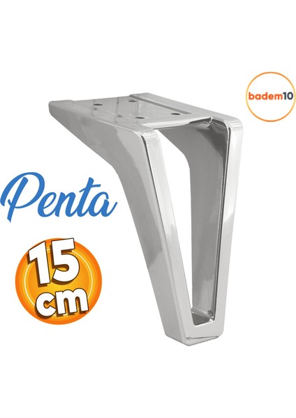 Penta Lüks Mobilya Kanepe Sehpa Tv Ünitesi Koltuk Ayağı 15 cm Krom Renk Baza Ayakları