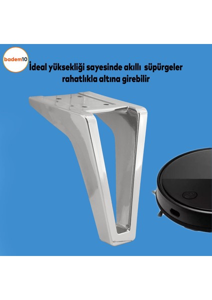 Penta Lüks Mobilya Kanepe Sehpa Tv Ünitesi Koltuk Ayağı 15 cm Krom Renk Baza Ayakları