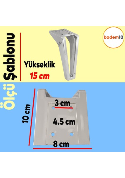 Penta Lüks Mobilya Kanepe Sehpa Tv Ünitesi Koltuk Ayağı 15 cm Krom Renk Baza Ayakları
