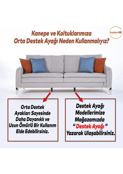 Kale Lüks Mobilya Kanepe Sehpa Tv Ünitesi Koltuk Ayağı 12 cm Krom Renk Baza Ayakları