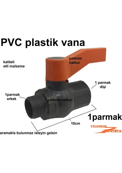 Yıldırım Nalbur 1p Erkek Plastik Küresel Vana Pvc Vana Kollu Vana Duble Boy