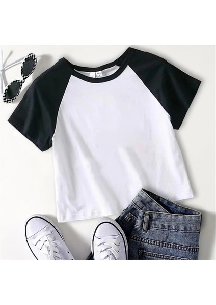 Reglan Kol Düz Beyaz Crop