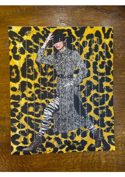 24X20 cm Taşlı Leopar ve Zebra Desenli Kadın Görselli Aplike Arma Dikiş Hobi Aksesuarı