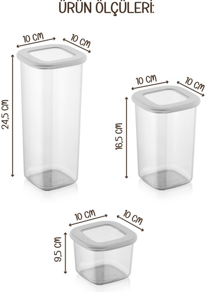 6lı Renkli Etiketli Kare Erzak Saklama Kabı 2x(0,55 lt + 1,2 lt + 1,75 lt) Beyaz indirimleri