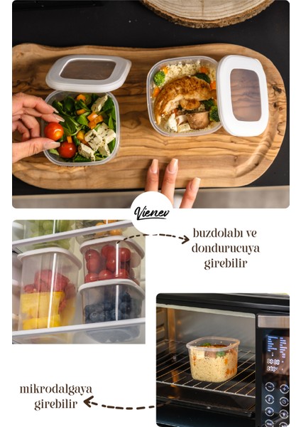 Renkli Etiketli Kare Erzak Saklama Kabı 1,2 lt Beyaz 6'lı fiyatları