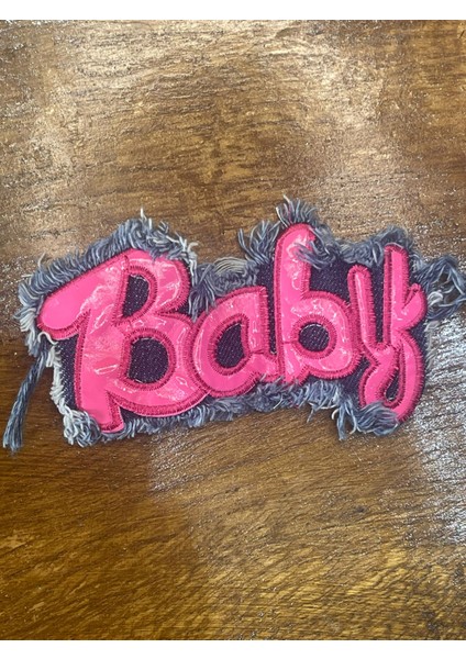13X5 cm Kot Pembe Baby Yazılı Deri Aplike Arma Yama Dikiş Hobi Aksesuarı