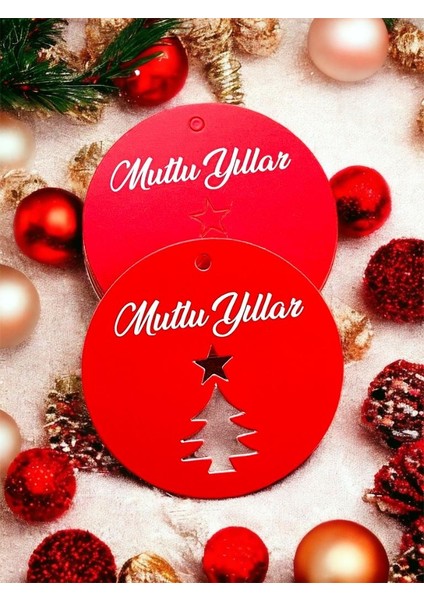 Yılbaşı Kartı Mutlu Yıllar Etiket (Delikli) 5,5 cm 25 Adet fiyatları