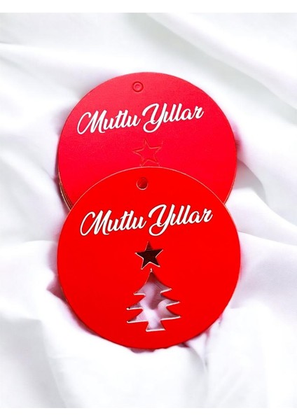 Yılbaşı Kartı Mutlu Yıllar Etiket (Delikli) 5,5 cm 25 Adet modelleri