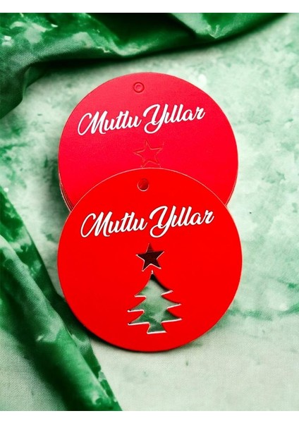 Yılbaşı Kartı Mutlu Yıllar Etiket (Delikli) 5,5 cm 25 Adet fırsatları