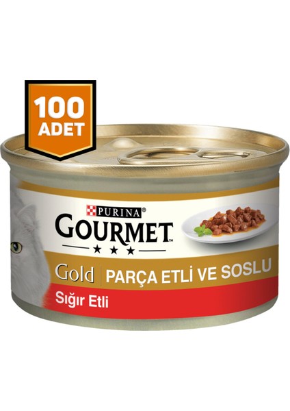 Purinagourmet Gold Parça Sığır Etli Soslu Kedi Konserve Mama 100 x 85 Gr.