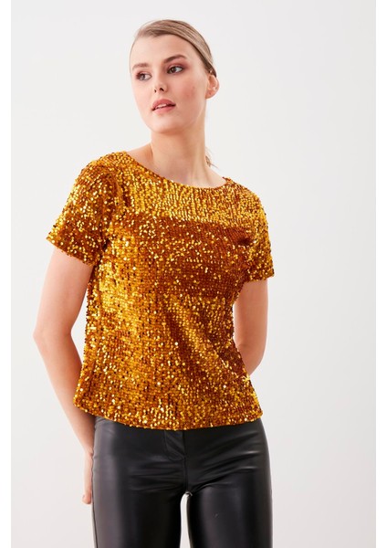 Pul Payetli Kısa Kol Bluz fırsatları
