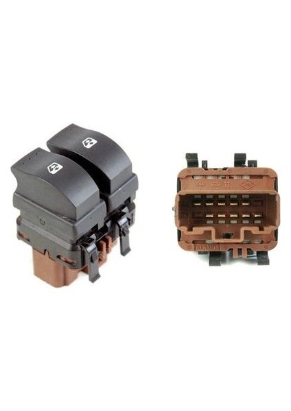 Cam Kaldırma Anahtarı Sol Çiftli Kahve Renault Megane Iı/ Dacıa Sandero 10 Fiş