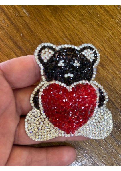7x6 cm Ütü Ile Yapışan Kırmızı Kalpli Ayı Aplike Aarma Yama Dikiş Hobi Aksesuarı