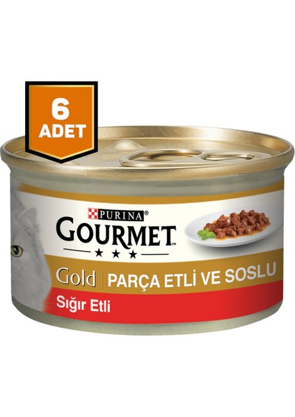 Purinagourmet Gold Parça Sığır Etli Soslu Kedi Konserve Mama 6 x 85 Gr.