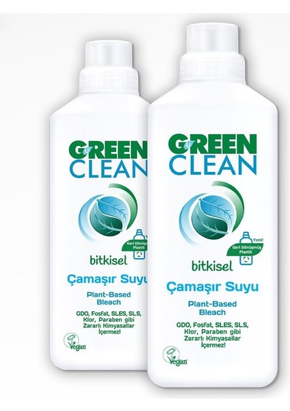 U Green Clean Bitkisel Çamaşır Suyu 1 L x 2 Adet