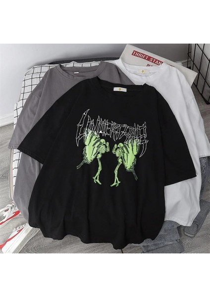 Harajuku Retro Gothic Butterfly Oversize T-Shirt modelleri