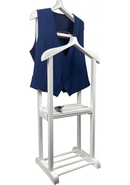 Kadima Ticaret Ahşap Çift Tepeli Dilsiz Uşak Beyaz Sehpalı