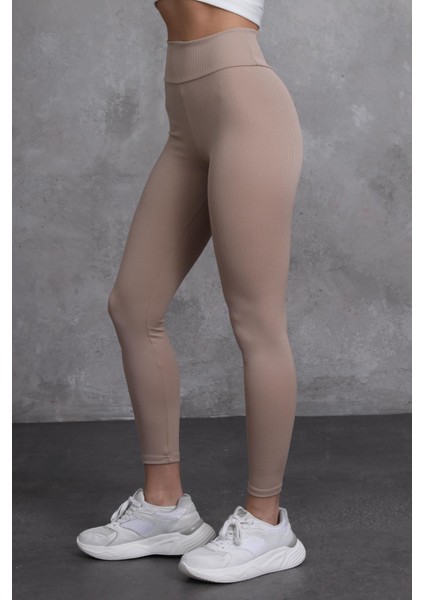 Bej Kadın Yüksek Bel Toparlayıcılı Slim Fit Dar Paça Tayt fiyatları