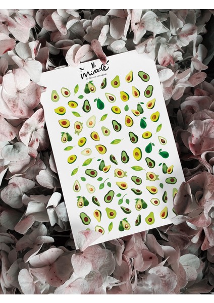 Avokado Tırnak Dövmesi. Tırnak Tattoo. Nail Art. Tırnak Sticker
