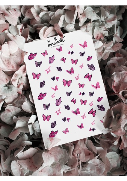 Mor Kelebek Tırnak Dövmesi. Tırnak Tattoo. Nail Art. Tırnak Sticker