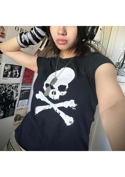 Pirates Skull Siyah Yarım T-Shirt