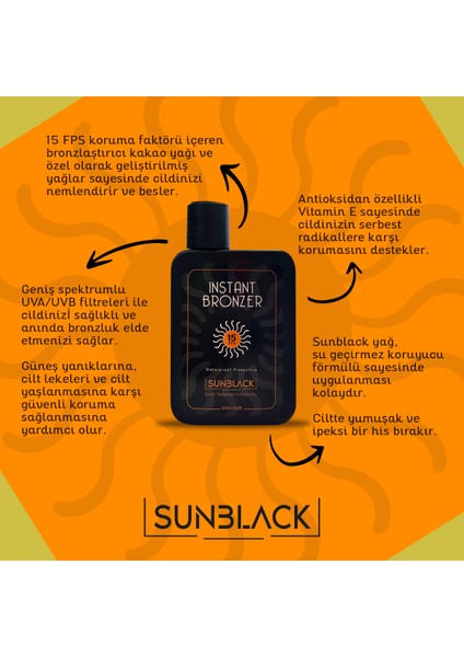 İnstant Sunblack Yoğun Bronzlaştırıcı Yağ SPF 15