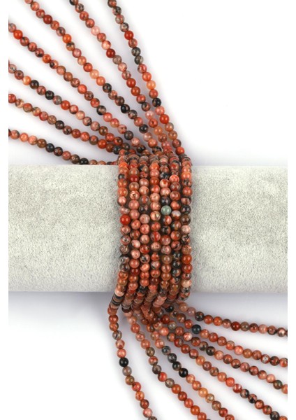 Kiremit Renkli Akik Doğal Taş Dizi 4 mm Küre Kesim