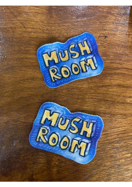 6x4 cm 2 Adet Ütü Ile Yapışan Ince Kadife Mush Room Yazılı Aplike Arma