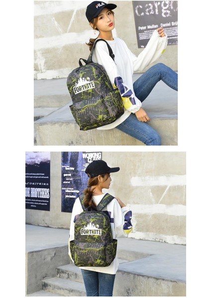 Unisex Moda Aydınlık Sırt Çantası Büyük Kapasiteli Okul Çantası Rahat Spor Sırt Çantası Beş Parçalı Okul Sırt Çantası (Yurt Dışından)