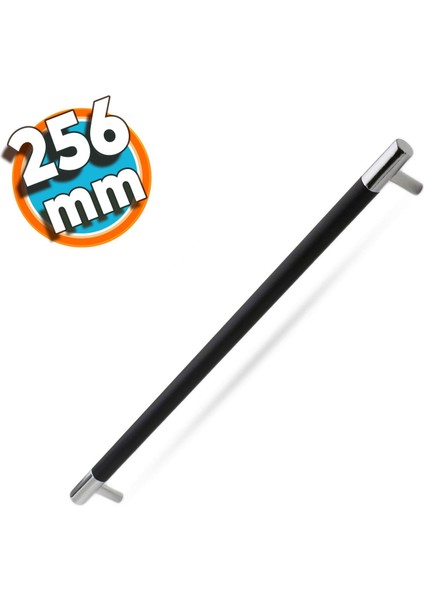 Mobilya Çekmece Mutfak Dolap Kapak Kulpu Kulbu 256 mm Mat Siyah Krom Metal Kulp