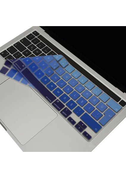 Macbook Pro Klavye Kılıfı 13inç M1-M2 Türkçe Q Baskı A2338 2289 2251 A2141 ile Uyumlu Ombre