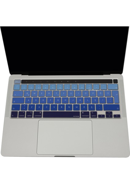 Macbook Pro Klavye Kılıfı 13inç M1-M2 Türkçe Q Baskı A2338 2289 2251 A2141 ile Uyumlu Ombre