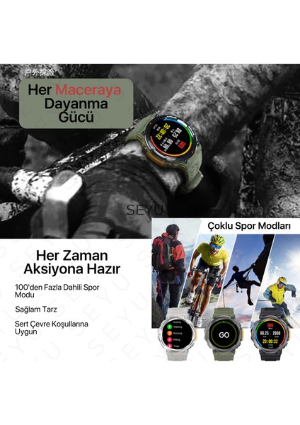 Seyu Watch Watch T-Run 2 Akıllı Saat Haki Iphone ve Android Tüm Telefonlara Uyumlu