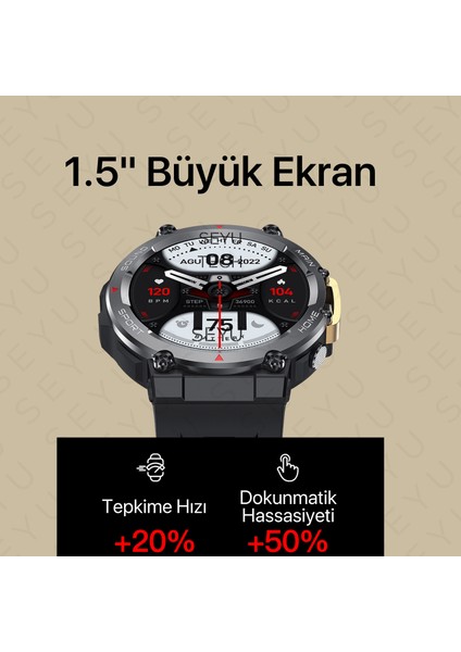 Seyu Watch Watch T-Run 2 Akıllı Saat Haki Iphone ve Android Tüm Telefonlara Uyumlu