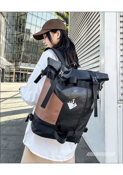 Yeni Rulo Ağızlı Unisex Sırt Çantası Kore Sokak Trendi Okul Çantası Moda Kişilik Sırt Çantası Modaya Uygun Serin Stil Büyük Kapasiteli Su Geçirmez Okul Sırt Çantası (Yurt Dışından) fiyatları