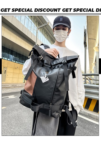 Yeni Rulo Ağızlı Unisex Sırt Çantası Kore Sokak Trendi Okul Çantası Moda Kişilik Sırt Çantası Modaya Uygun Serin Stil Büyük Kapasiteli Su Geçirmez Okul Sırt Çantası (Yurt Dışından) modelleri
