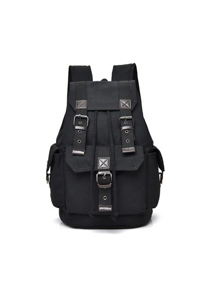 Yeni Unisex Sırt Çantası Trendy Sokak Kanvas Okul Çantası Retro Rahat Seyahat Çantası Büyük Kapasiteli Trendy Serin Okul Çantası (Yurt Dışından)