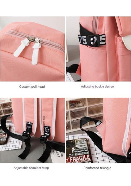 Yeni Unisex Kız Japon Basit Okul Çantası Kolej Tarzı Beş Parçalı Set Büyük Kapasiteli Okul Sırt Çantası Kore Versiyonu (Yurt Dışından)