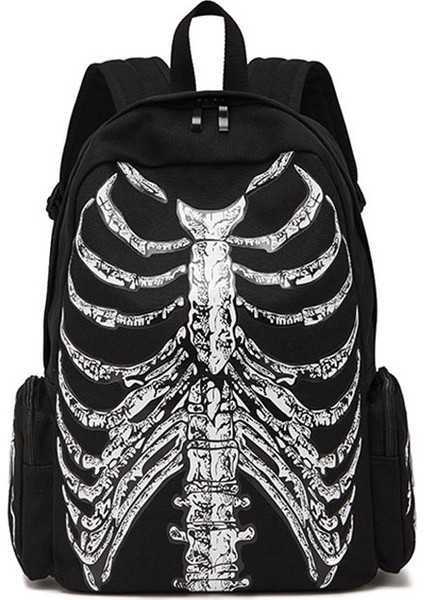 Yeni Unisex Sırt Çantası Baskılı Okul Çantası Trendi Avrupa ve Amerikan Kanvas Çanta Kafatası Kişilik Serin Okul Sırt Çantası (Yurt Dışından)