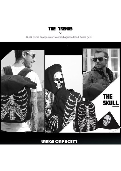 Yeni Unisex Sırt Çantası Baskılı Okul Çantası Trendi Avrupa ve Amerikan Kanvas Çanta Kafatası Kişilik Serin Okul Sırt Çantası (Yurt Dışından) modelleri