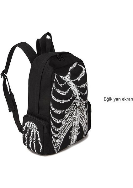 Yeni Unisex Sırt Çantası Baskılı Okul Çantası Trendi Avrupa ve Amerikan Kanvas Çanta Kafatası Kişilik Serin Okul Sırt Çantası (Yurt Dışından) fırsatları