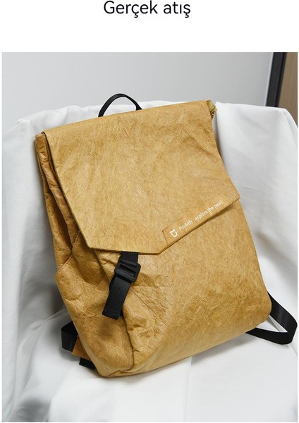 Yeni Unisex Basit Moda Sırt Çantası Su Geçirmez Büyük Kapasiteli Pratik Sırt Çantası Kişilik Üst Kraft Kağıt Sırt Çantası (Yurt Dışından)