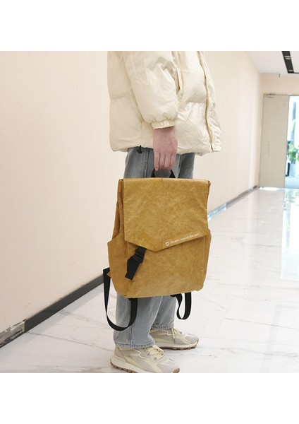 Yeni Unisex Basit Moda Sırt Çantası Su Geçirmez Büyük Kapasiteli Pratik Sırt Çantası Kişilik Üst Kraft Kağıt Sırt Çantası (Yurt Dışından)