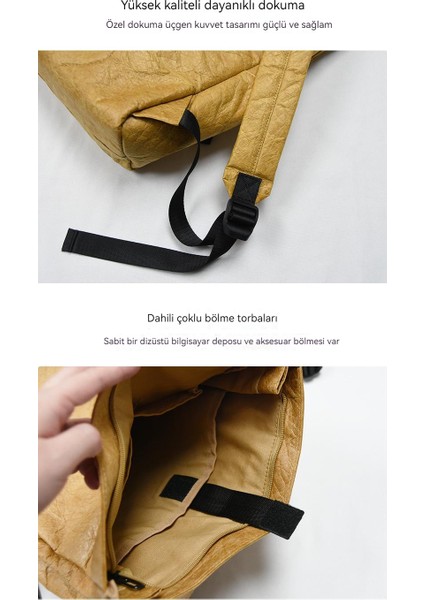 Yeni Unisex Basit Moda Sırt Çantası Su Geçirmez Büyük Kapasiteli Pratik Sırt Çantası Kişilik Üst Kraft Kağıt Sırt Çantası (Yurt Dışından)